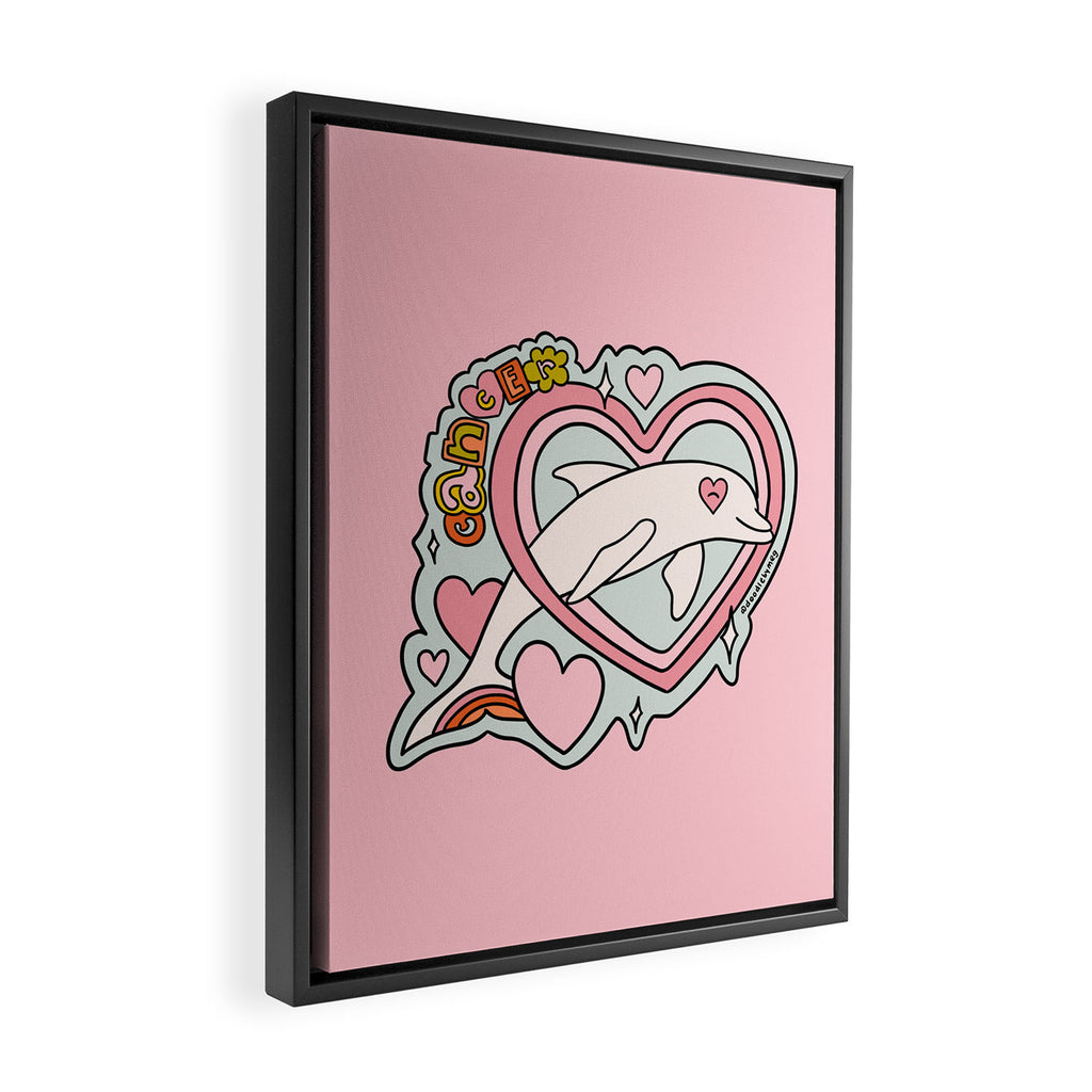 Cancer Zodiac Dolphin Framed Canvas Print Gallery Image 2