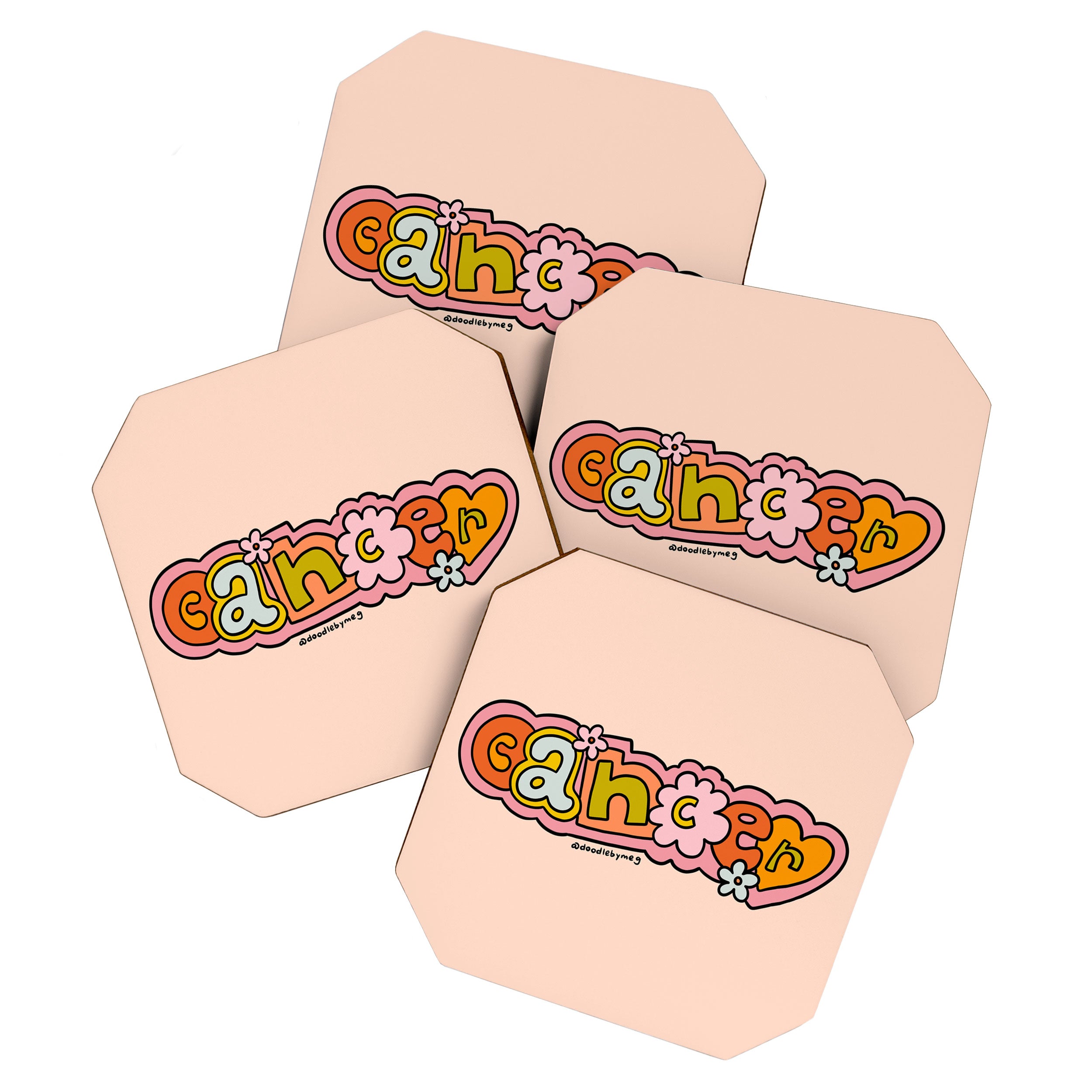 Cancer Zodiac Doodle Letters Coaster Gallery Image 1