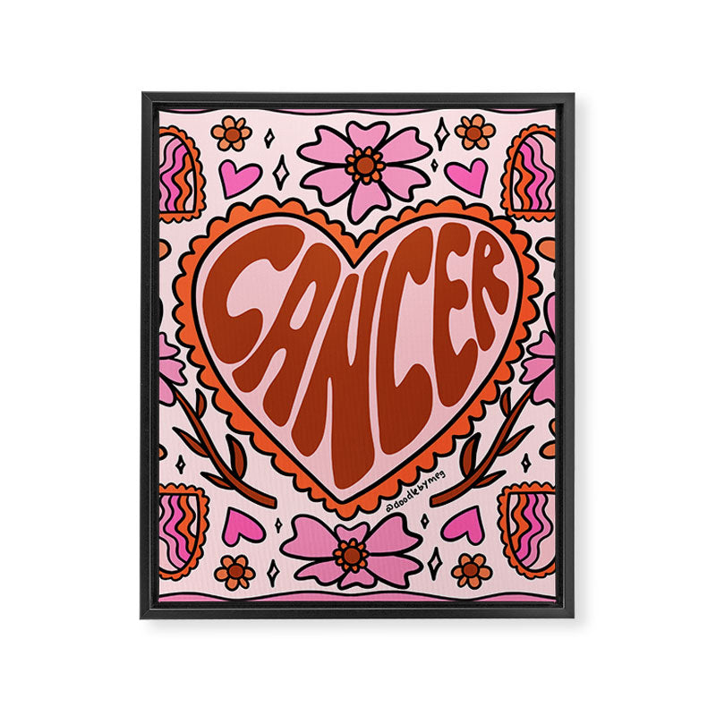 Cancer Zodiac Heart Framed Canvas Print Gallery Image 8