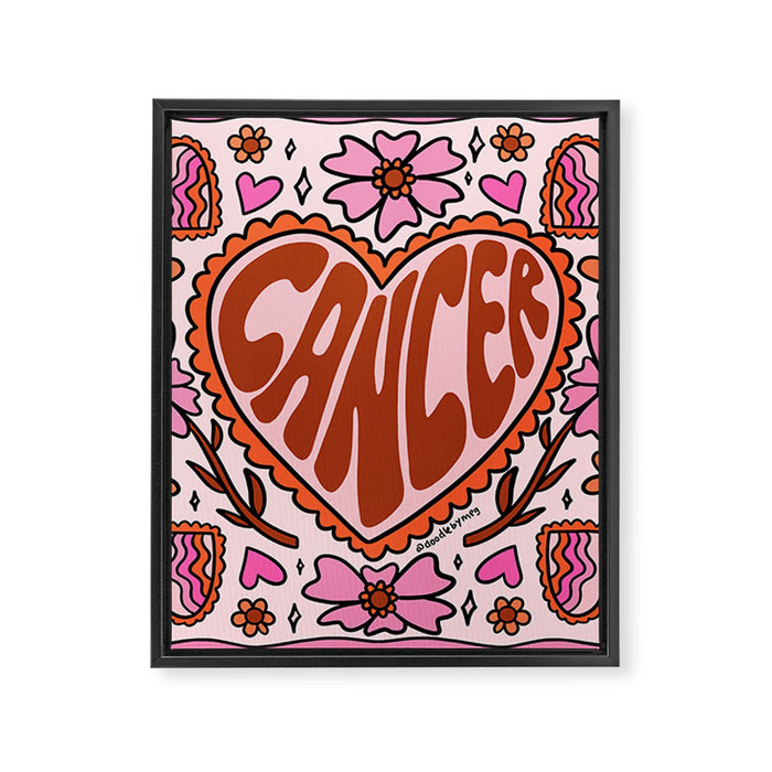 Cancer Zodiac Heart Framed Canvas Print Gallery Image 1