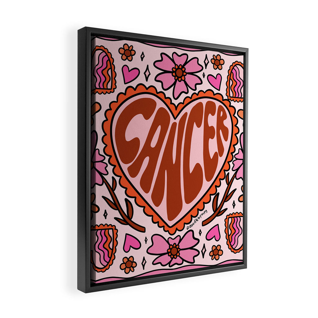 Cancer Zodiac Heart Framed Canvas Print Gallery Image 2