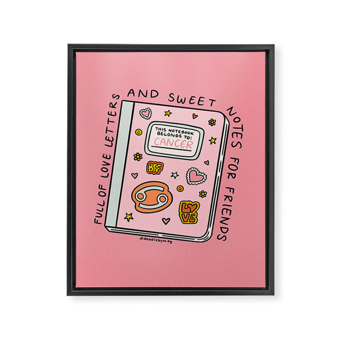 Cancer Zodiac Notebook Framed Canvas Print Gallery Image 1