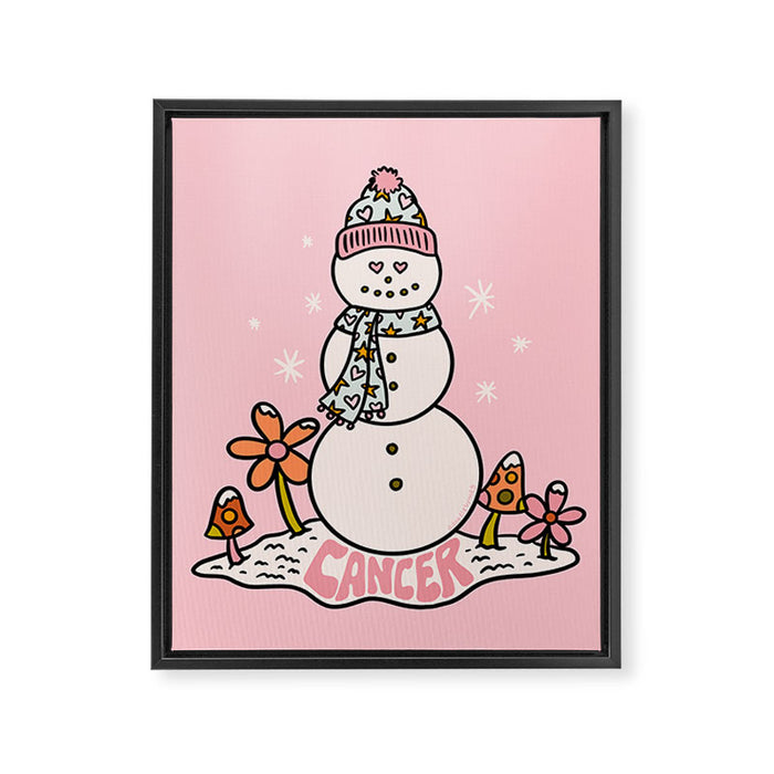 Cancer Zodiac Snowman Framed Canvas Print Gallery Image 1
