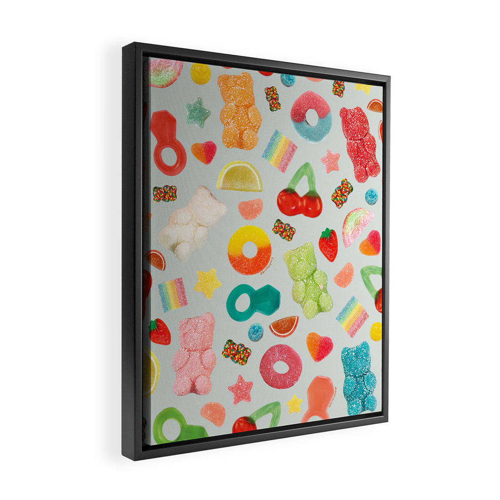 Candy Print in Blue Framed Canvas Print Gallery Image 2