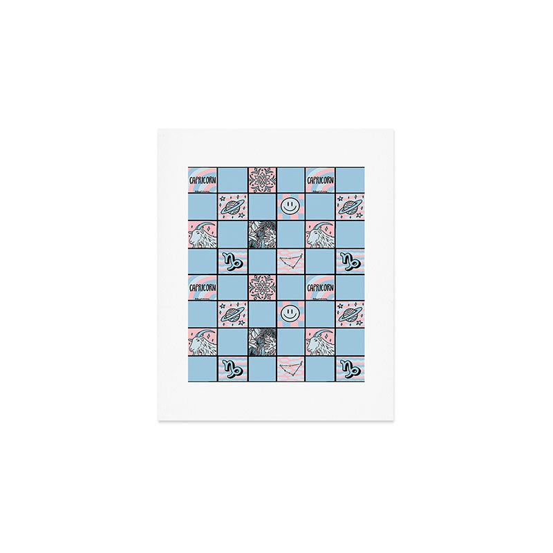 Capricorn Checkered Print Art Print Gallery Image 1