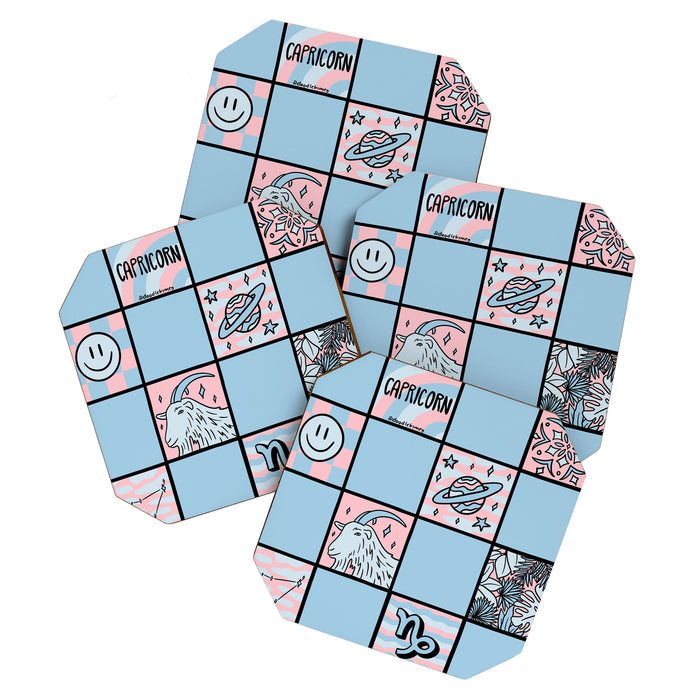 Capricorn Checkered Print Coaster Gallery Image 1