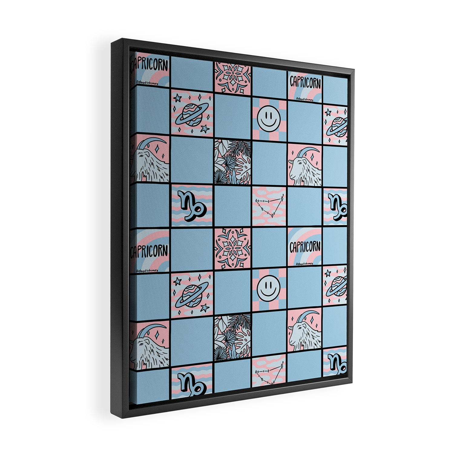 Capricorn Checkered Print Framed Canvas Print Gallery Image 2