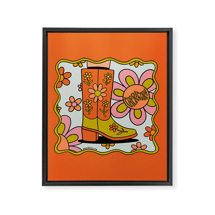 Capricorn Groovy Boot Framed Canvas Print Gallery Image 1