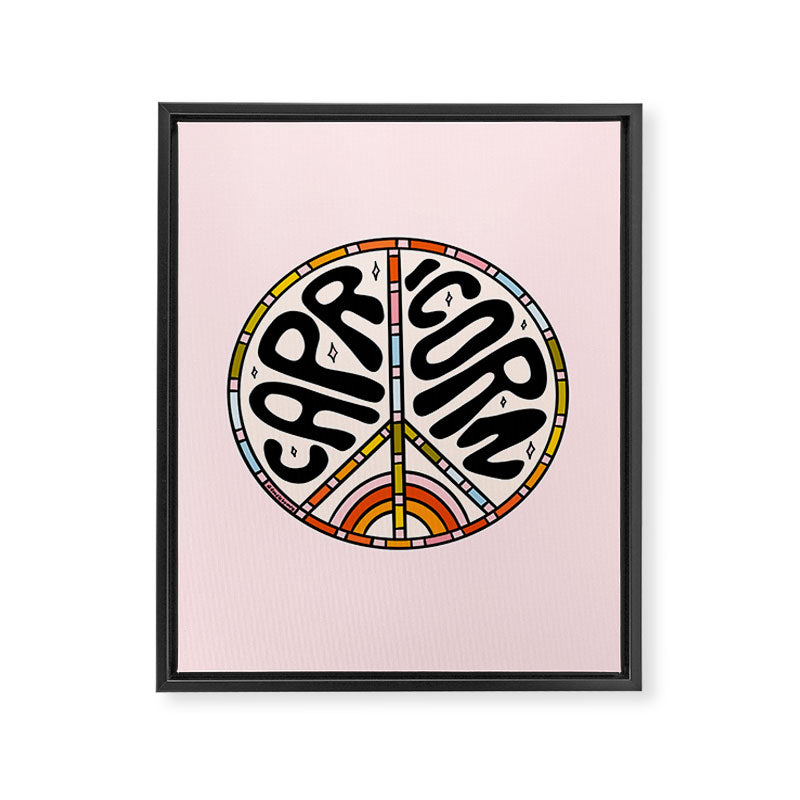Capricorn Peace Sign Framed Canvas Print Gallery Image 8