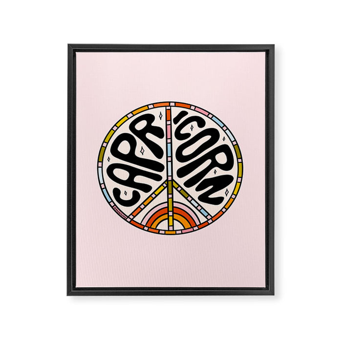Capricorn Peace Sign Framed Canvas Print Gallery Image 1