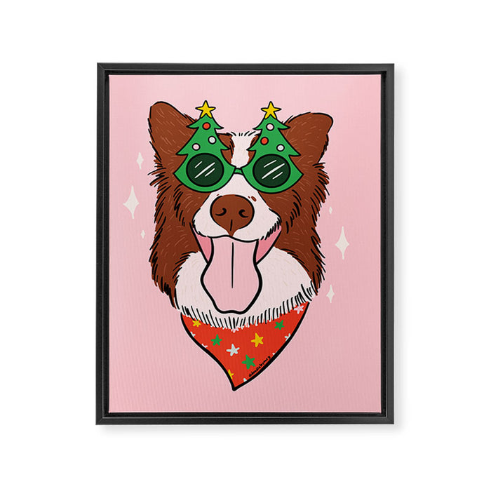 Christmas Dog Framed Canvas Print Gallery Image 1