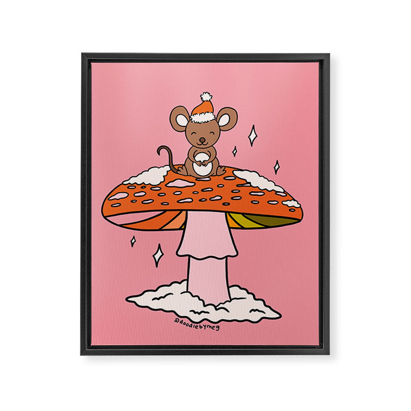 Christmas Mouse on a Mushroom Framed Canvas Print Gallery Image 8