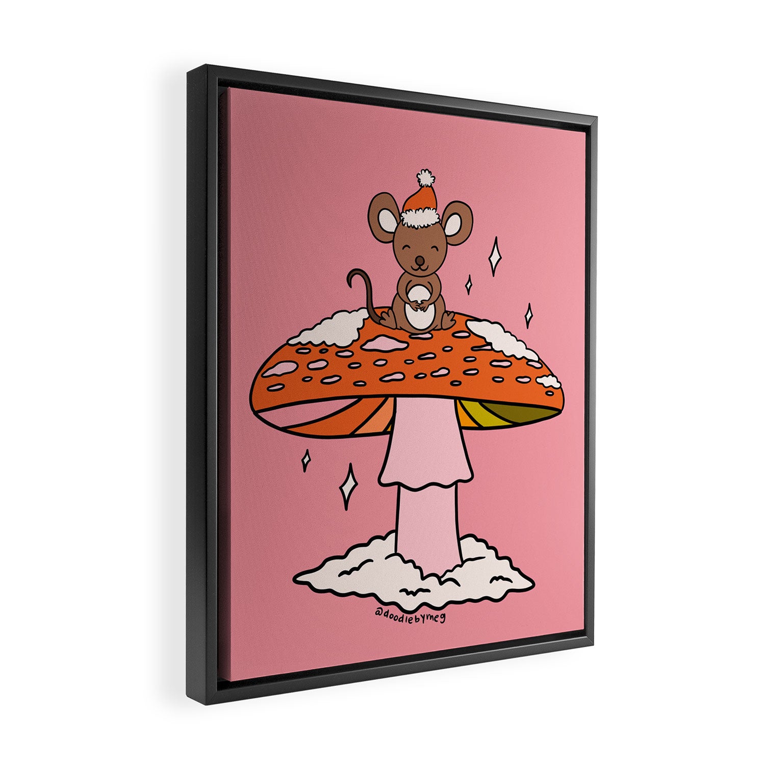 Christmas Mouse on a Mushroom Framed Canvas Print Gallery Image 2