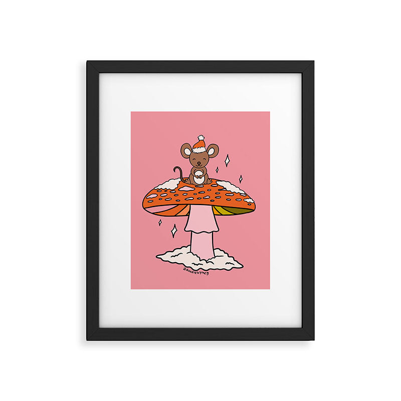 Christmas Mouse on a Mushroom Framed Art Print Gallery Image 6
