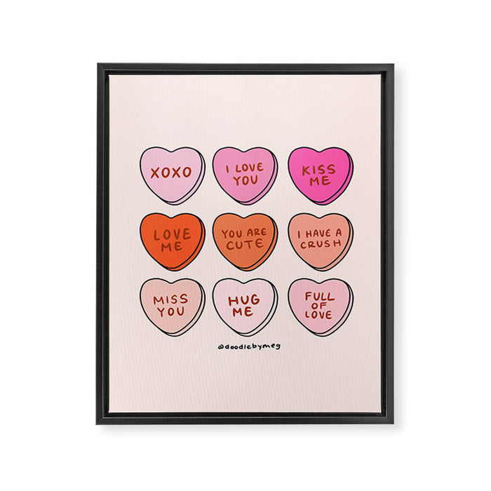 Conversation Hearts Framed Canvas Print Gallery Image 1