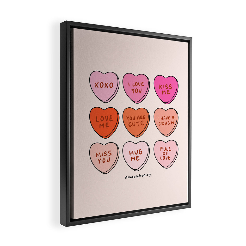 Conversation Hearts Framed Canvas Print Gallery Image 2