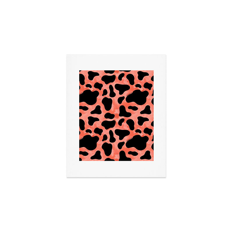 Coral Cow Print Art Print Gallery Image 1