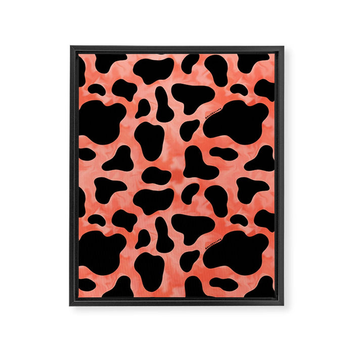 Coral Cow Print Framed Canvas Print Gallery Image 1