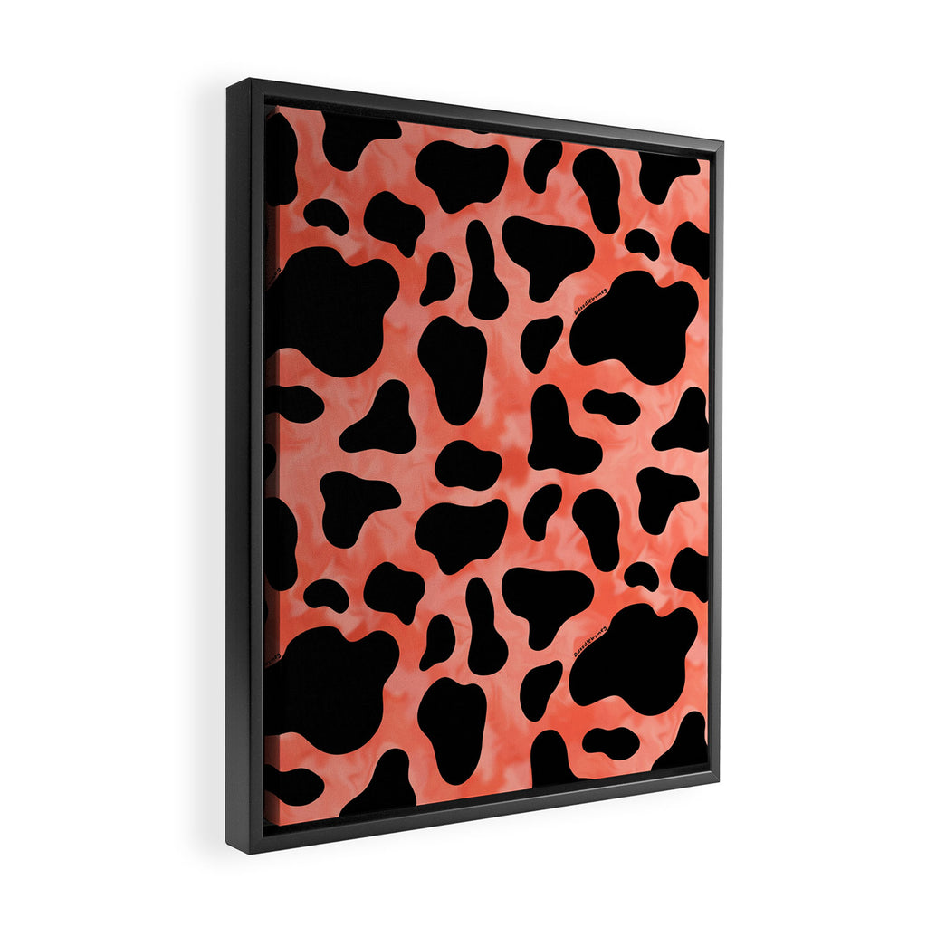 Coral Cow Print Framed Canvas Print Gallery Image 2