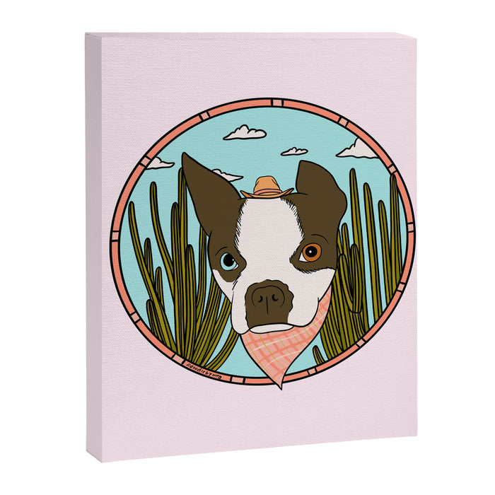 Cowboy Dog- Clover Boston Canvas Print Gallery Image 1