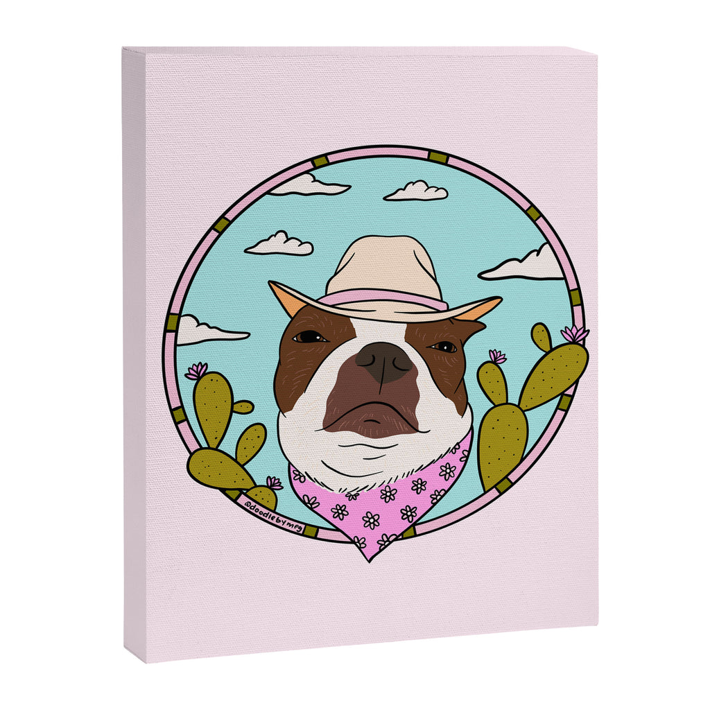Cowboy Dog- Crimson Boston Canvas Print Gallery Image 8