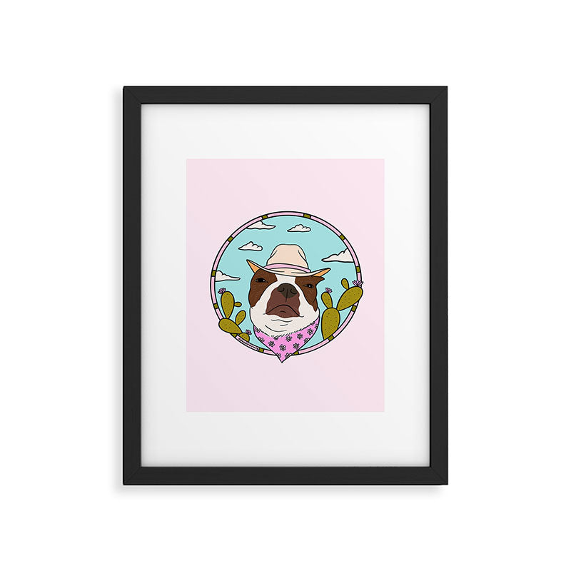 Cowboy Dog- Crimson Boston Framed Art Print Gallery Image 6