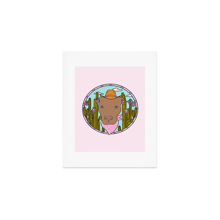 Cowboy Dog- Pitbull Art Print Gallery Image 1