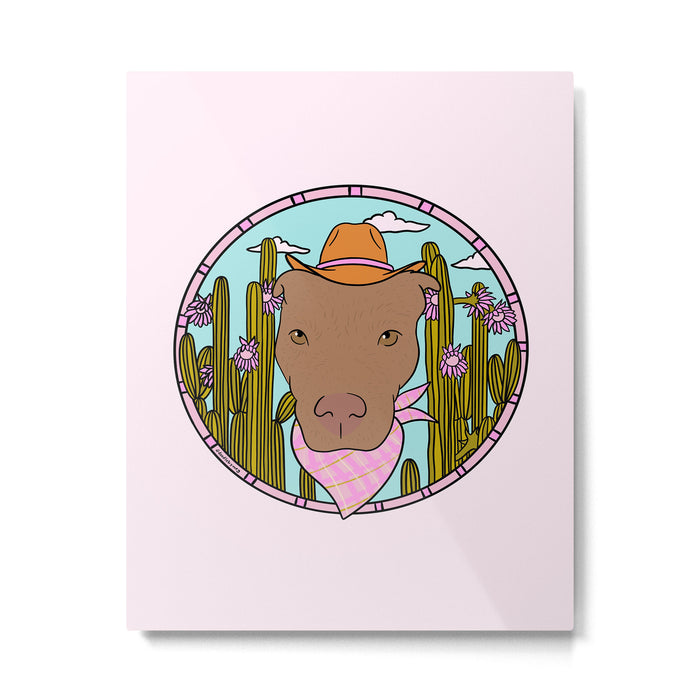 Cowboy Dog- Pitbull Metal Print Gallery Image 1
