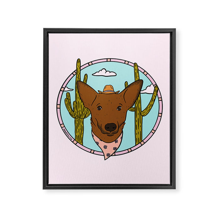 Cowboy Dog- Shepherd Framed Canvas Print Gallery Image 1
