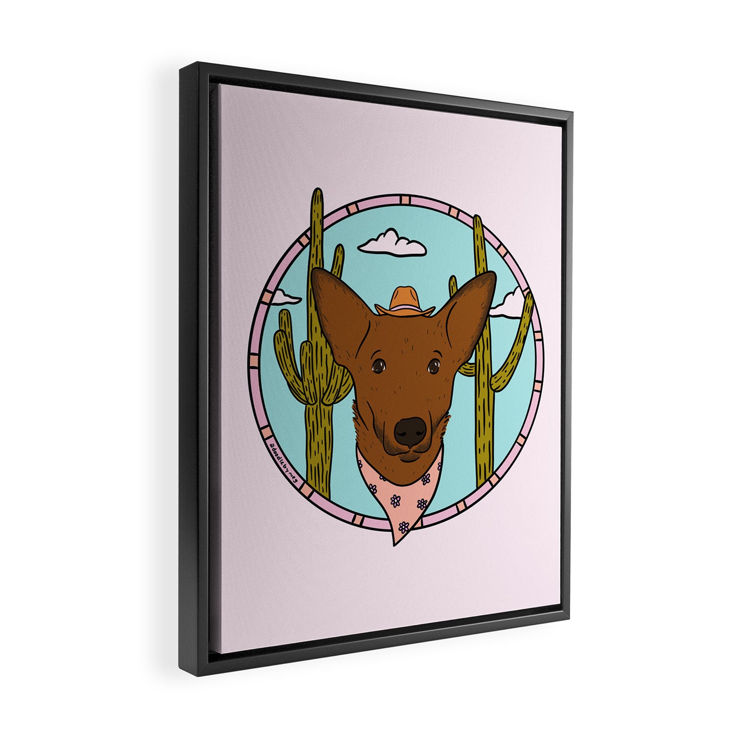 Cowboy Dog- Shepherd Framed Canvas Print Gallery Image 2