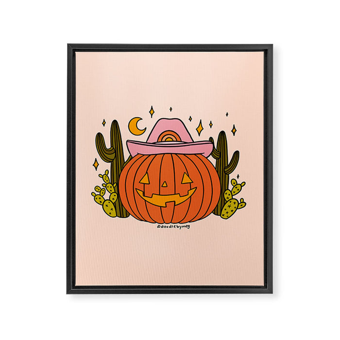 Cowboy Pumpkin Framed Canvas Print Gallery Image 1