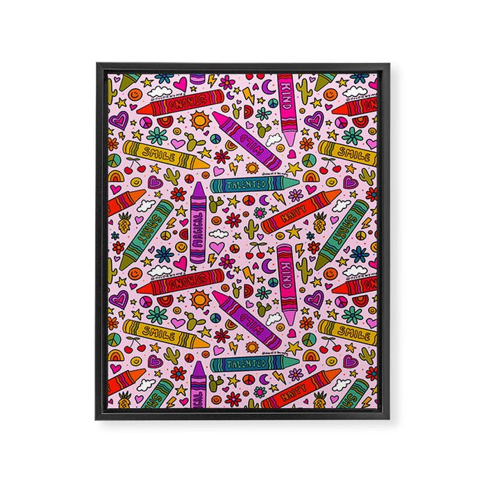 Crayon Print Framed Canvas Print Gallery Image 1