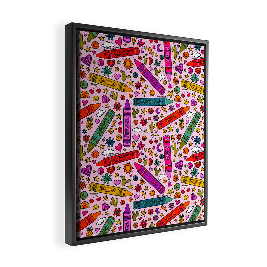 Crayon Print Framed Canvas Print Gallery Image 2