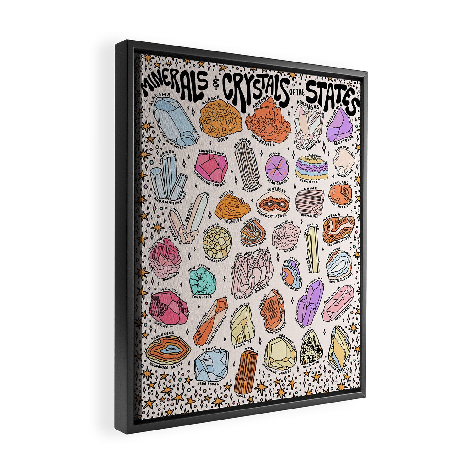 Crystals of the States Framed Canvas Print Gallery Image 2