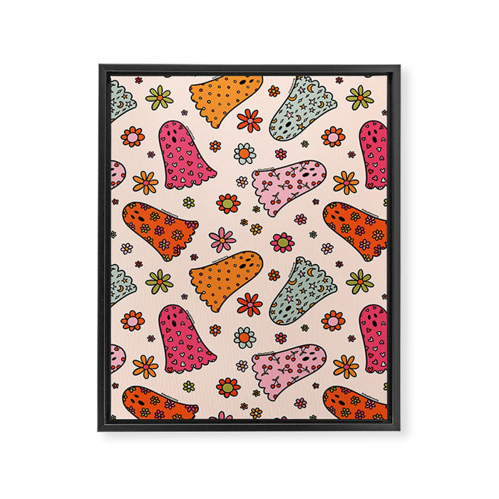Cute Ghost Print Framed Canvas Print Gallery Image 1