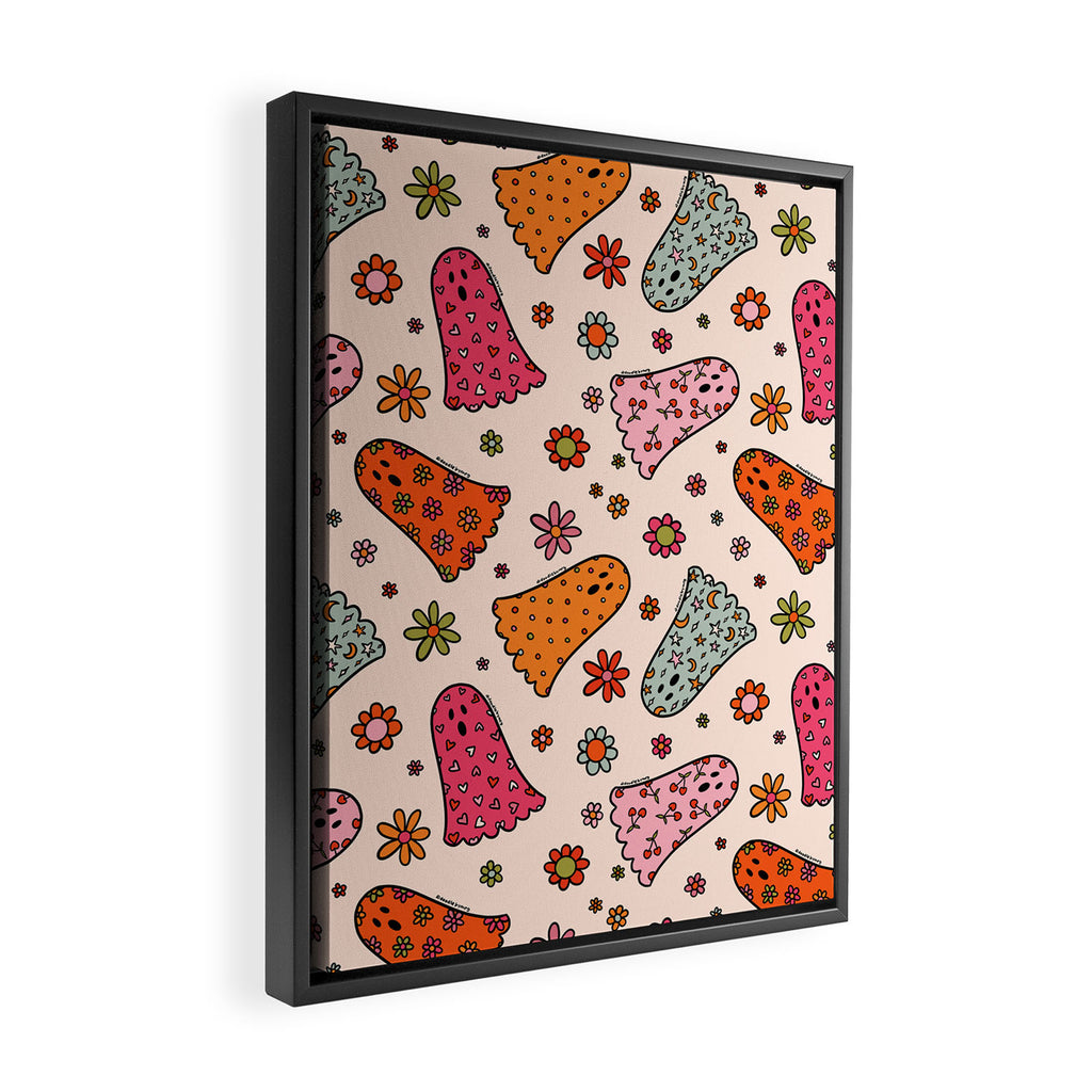 Cute Ghost Print Framed Canvas Print Gallery Image 2