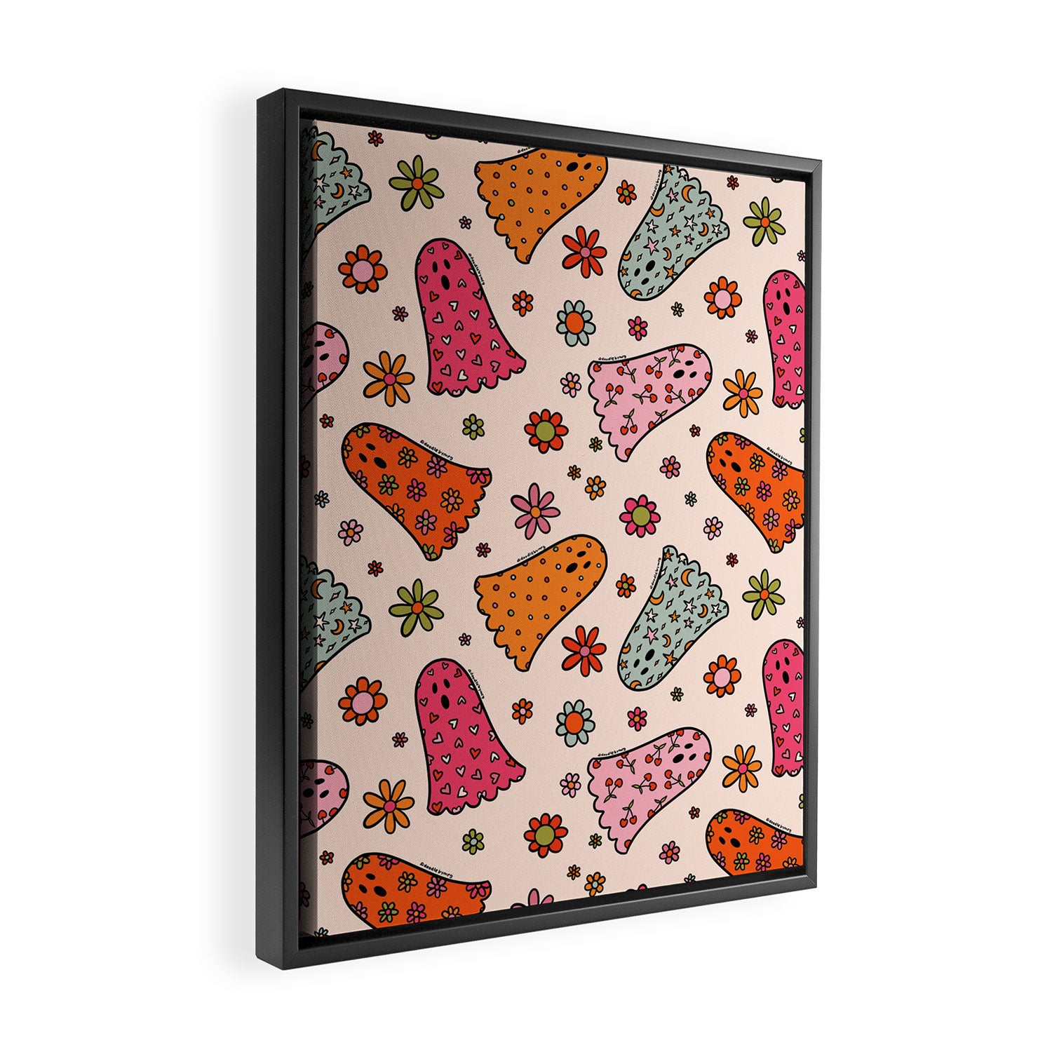 Cute Ghost Print Framed Canvas Print Gallery Image 2