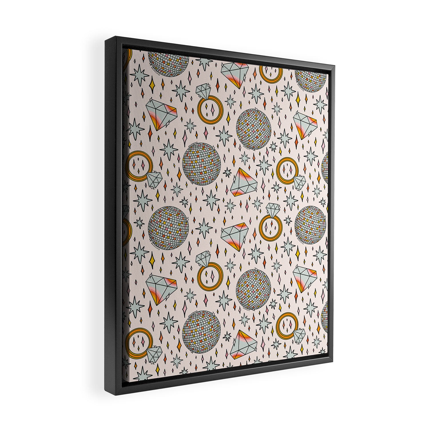 Diamonds and Disco Balls Print Framed Canvas Print Gallery Image 2