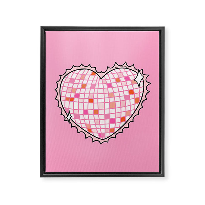 Disco Ball Heart Framed Canvas Print Gallery Image 1