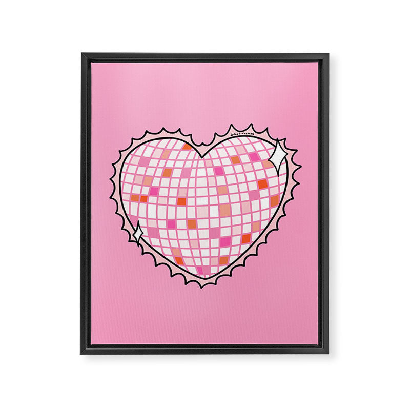 Disco Ball Heart Framed Canvas Print Gallery Image 8