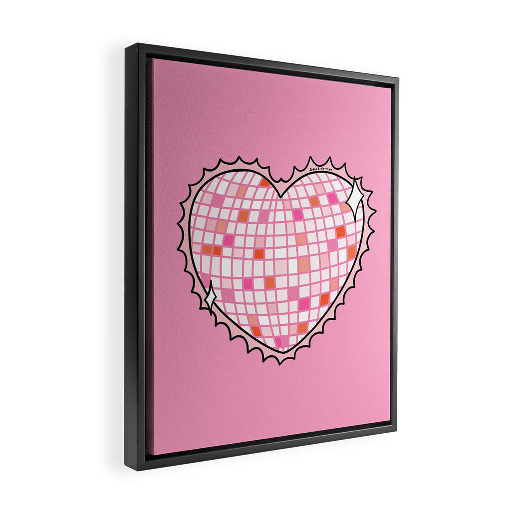 Disco Ball Heart Framed Canvas Print Gallery Image 2
