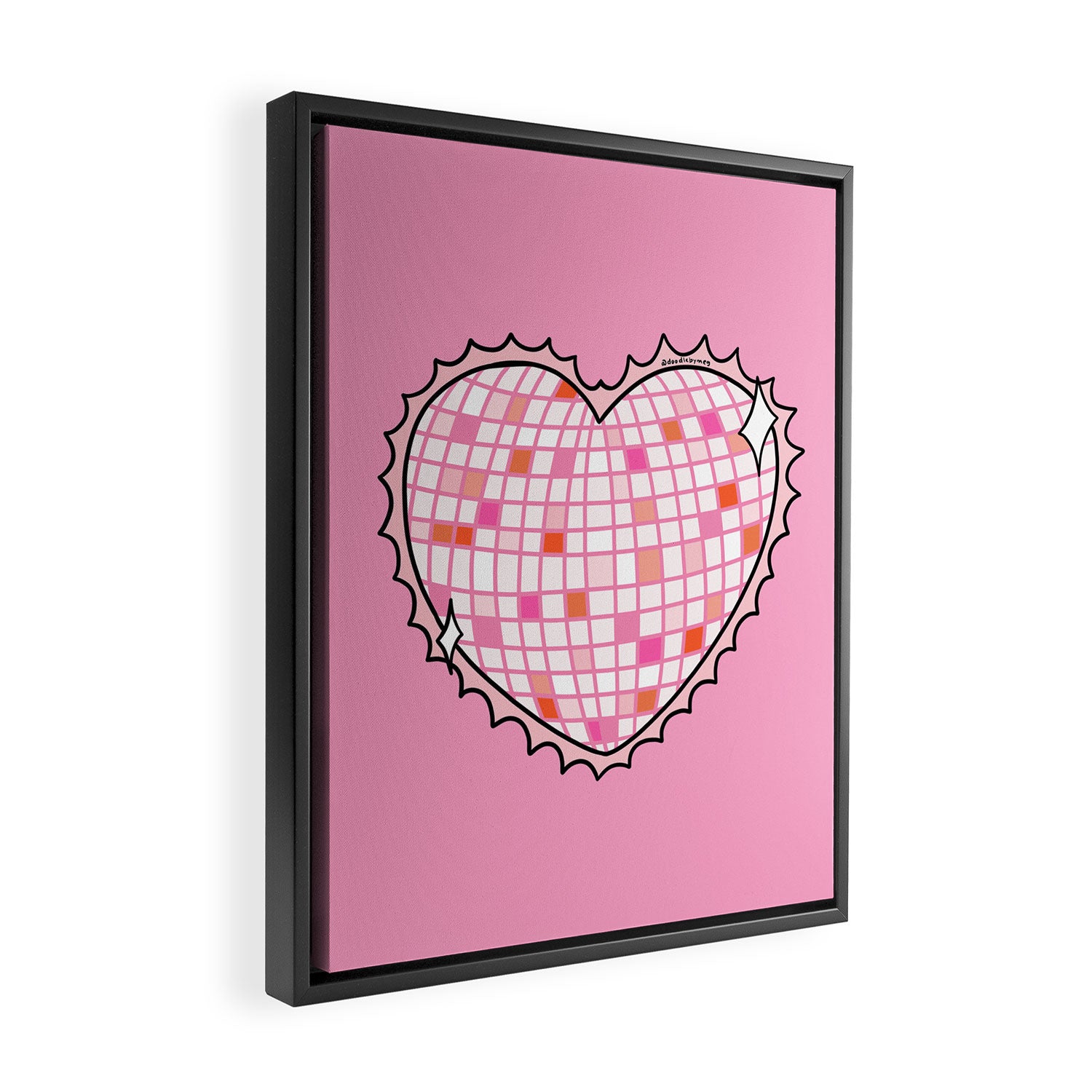 Disco Ball Heart Framed Canvas Print Gallery Image 2