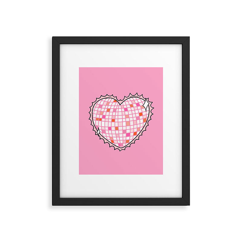 Disco Ball Heart Framed Art Print Gallery Image 6
