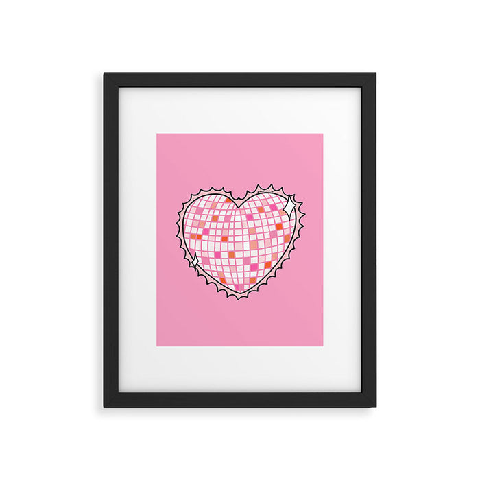 Disco Ball Heart Framed Art Print Gallery Image 1