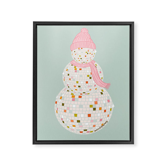 Disco Ball Snowman Framed Canvas Print Gallery Image 1