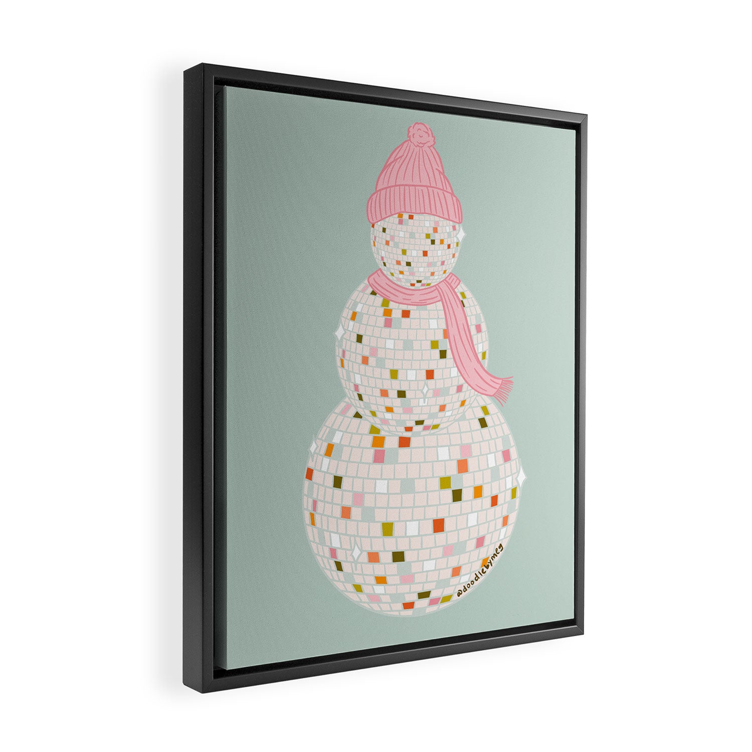 Disco Ball Snowman Framed Canvas Print Gallery Image 2