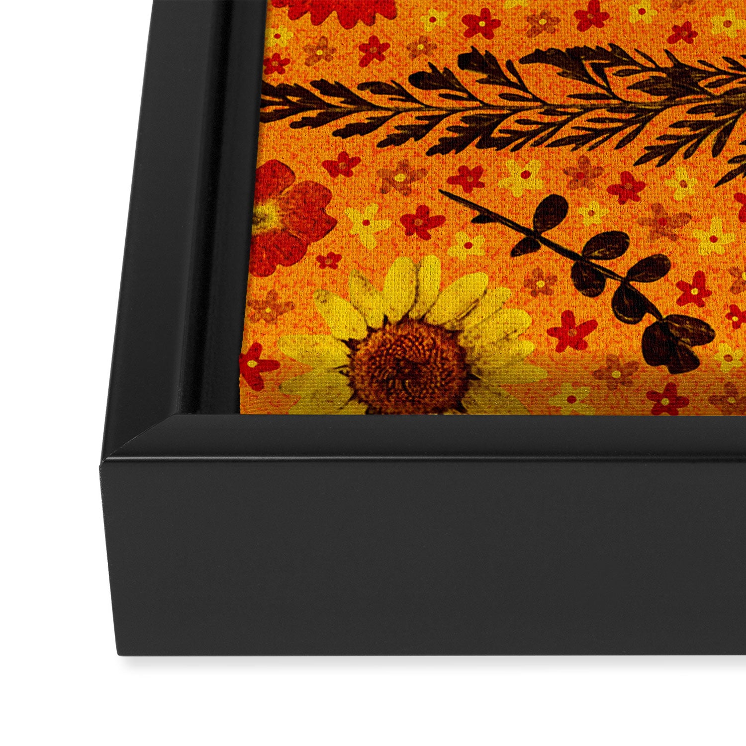 Dried Flower Print in Orange Framed Canvas Print Gallery Image 3
