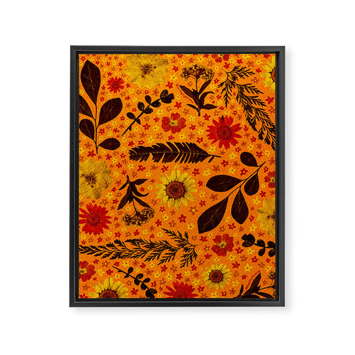 Dried Flower Print in Orange Framed Canvas Print Gallery Image 1