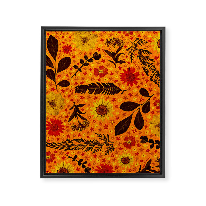 Dried Flower Print in Orange Framed Canvas Print Gallery Image 8