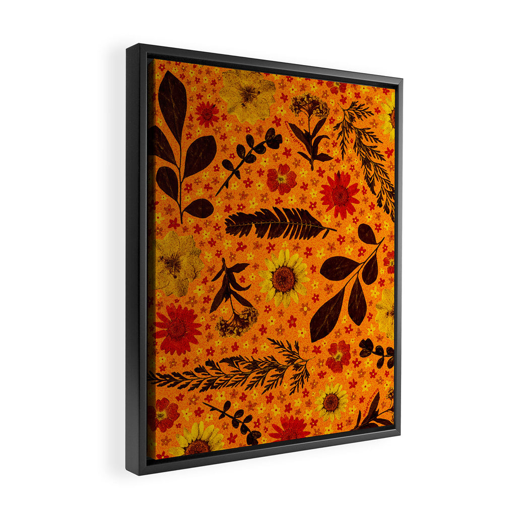 Dried Flower Print in Orange Framed Canvas Print Gallery Image 2